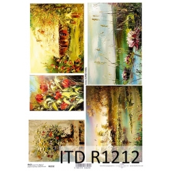 Papier ryżowy A4 R1212 obrazky , malarstwo, kwiaty, krajobraz